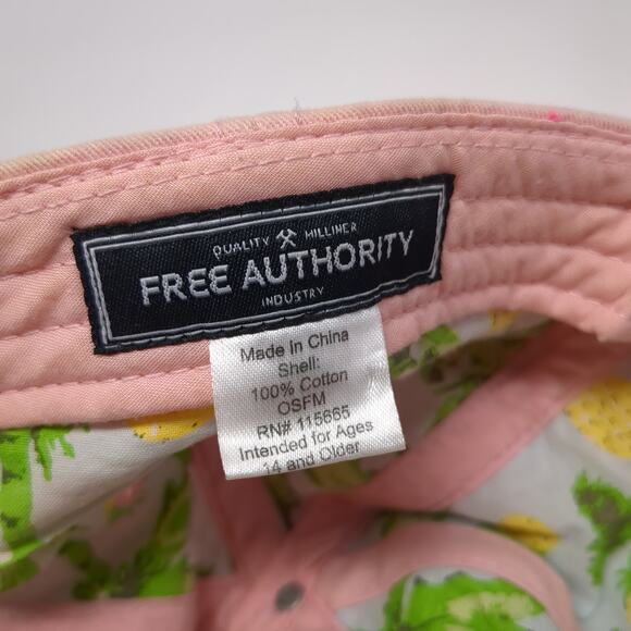 Palm Tree Strapback Baseball Cap Pink One Size Embroidered Cotton Free Authority - Picture 9 of 9